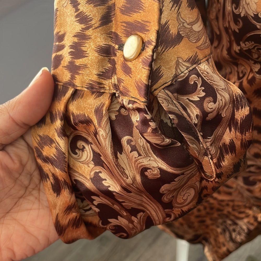 Cheetah Print Button Down Blouse - image 4